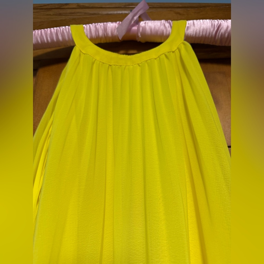 Zara Sleeveless High Neck Pleated Tent Dress Bright Yellow Size Small NEW NWT - Picture 5 of 8